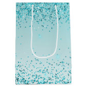 Girly Glitz Aqua Turquoise Glitter Unicorn Medium Cadeauzakje (Achterkant)