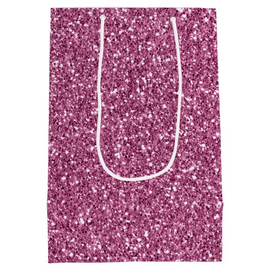 Girly Glitzy Pink Glitter Medium Cadeauzakje (Achterkant)