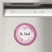 Girly Glitzy Pink Glitter Wees aardig Magneet (Insitu (Vaatwasser))