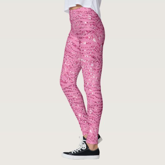 Girly Glitzy Roze Glitter Zebra Leggings (Links)