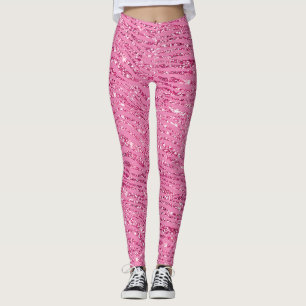 Girly Glitzy Roze Glitter Zebra Leggings