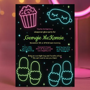 GIRLY GLOW SLEEPOVER NEON PYJAMA PARTY KAART