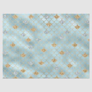 Girly Gold Aqua Blue Glitter Mermaid Tissuepapier