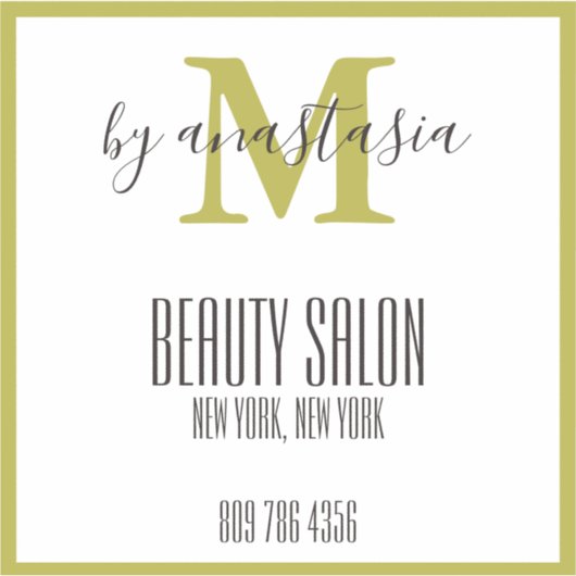 Girly Gold Beauty Salon Monogram Sticker (Voorkant)