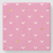 Girly Gold Blush Roze Harten Stenen Onderzetter (Voorkant)