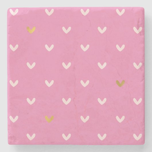 Girly Gold Blush Roze Harten Stenen Onderzetter (Voorkant)