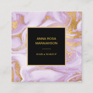 ** Girly Gold Folie Aderen Lavendel Marmer Modern Vierkante Visitekaartje