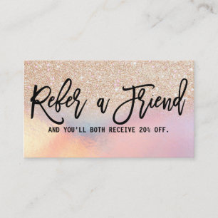 Girly Gold Glitter Iridescent Holographic Ombre Aanbevelingskaartje