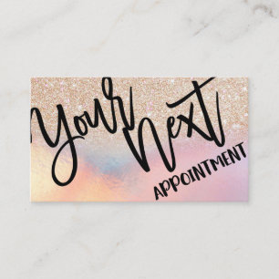 Girly Gold Glitter Iridescent Holographic Ombre Afsprakenkaartje