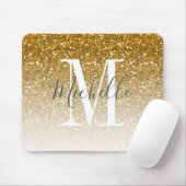 Girly Gold Glitter Ombre Sparkle Monogram Naam Muismat (Met muis)