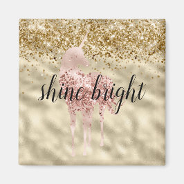 Girly Gold Glitter Sparkle Confetti Roze Eenhoorn Magneet