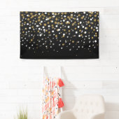  Girly Gold Glitter Stippen Illustratie Spandoek (Insitu)