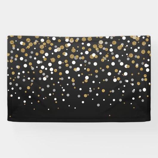  Girly Gold Glitter Stippen Illustratie Spandoek (Horizontaal)
