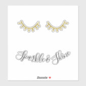 Girly Gold Glitter Wimpers Sticker (Vel)