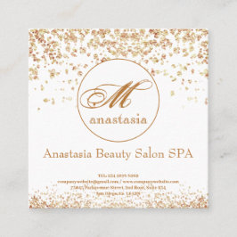 Girly Gold Glittery Luxury Monogram Beauty Salon Afsprakenkaartje