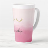 Girly Gold Glitz Eyelashes Pink Ombre Latte Mok (Rechterhoek)