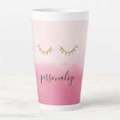 Girly Gold Glitz Eyelashes Pink Ombre Latte Mok (Voorkant)