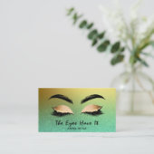 *~* Girly Gold Golden Lashes Extensions Brows Visitekaartje (Staand voorkant)