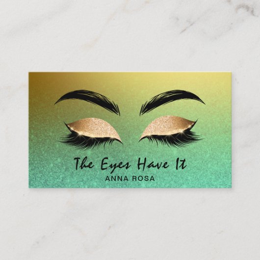 *~* Girly Gold Golden Lashes Extensions Brows Visitekaartje (Voorkant)