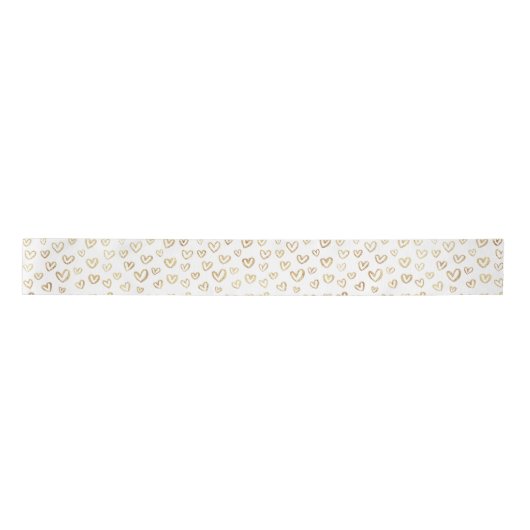 Girly Gold Hearts Pattern on White Lint (Voorkant)
