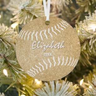 Girly Gold Keepsake Softball Metalen Ornament
