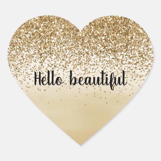 Girly Gold Ombre Waterverf Glitter Hart Sticker (Voorkant)