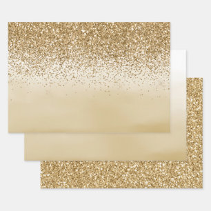 Girly Gold Ombre Waterverf Glitter Inpakpapier Vel