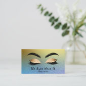 *~* Girly Gold PAARSE BLUE Lashes Extensions Brows Visitekaartje (Staand voorkant)