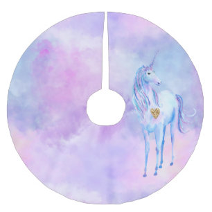 Girly Gold Paarse Eenhoorn Waterverf Kerstboom Rok