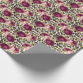 Girly Gold Pink Floral Leopard Print Cadeaupapier (Hoek)