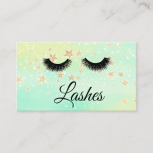 *~* Girly Gold Stars Lashes Extensions Glitter Visitekaartje