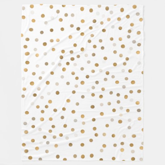 Girly Gold Stippen Confetti White Design Fleece Deken (Voorkant)