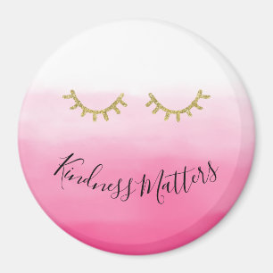 Girly Gold Wimpers roze ombre Magneet