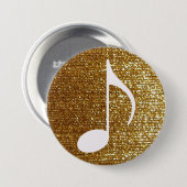 girly golden musical note ronde button 7,6 cm (Voorkant /achterkant)