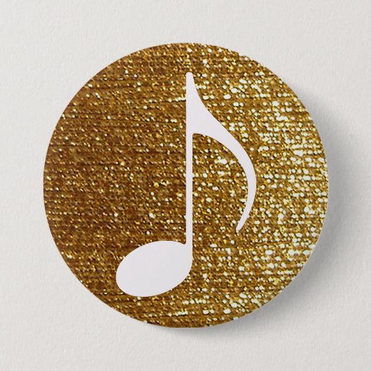 girly golden musical note ronde button 7,6 cm (Voorkant)