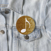 girly golden musical note ronde button 7,6 cm (In situ)