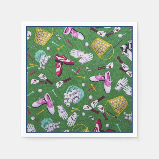 Girly Golf Pattern Napkins Servet (Voorkant)