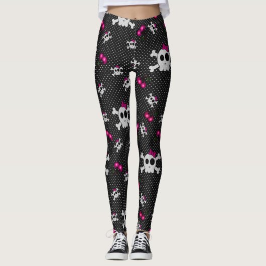 Girly Gothic Skulls Leggings (Voorkant)
