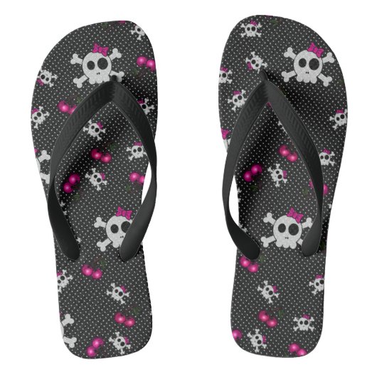 Girly Gothic Skulls Teenslippers (Voetbed)