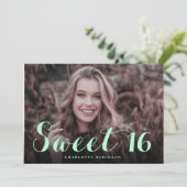 Girly goud glitter chic mint 4 foto zoet 16 kaart (Staand voorkant)