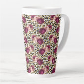 Girly Goud Roze Bloemen Luipaard Print Latte Mok (Rechterhoek)
