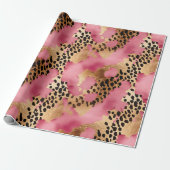Girly Goud Roze Leopard Cadeaupapier (Uitgerold)