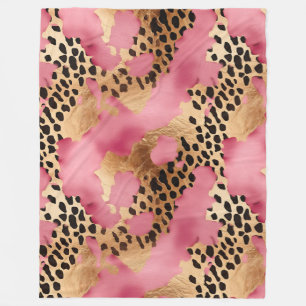 Girly Goud Roze Leopard Fleece Deken