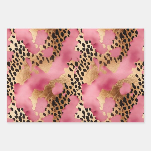Girly Goud Roze Leopard Inpakpapier Vel (Voorkant)