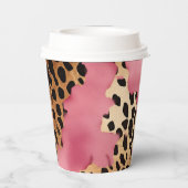 Girly Goud Roze Leopard Papieren Bekers (Achterkant)