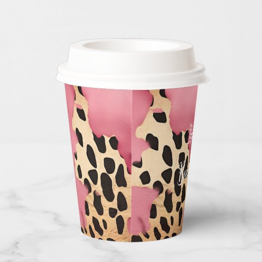 Girly Goud Roze Leopard Papieren Bekers (Rechts)