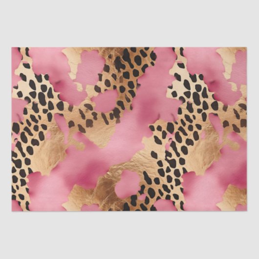 Girly Goud Roze Leopard Tissuepapier (Voorkant)