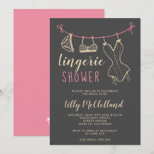 Girly gouden waslijn chique lingerie vrijgezellenf kaart