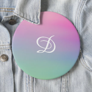 Girly gradient roze eenvoudig initiaal ronde button 6,0 cm