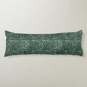 Girly Green Glam Leopard Print Lichaamskussen